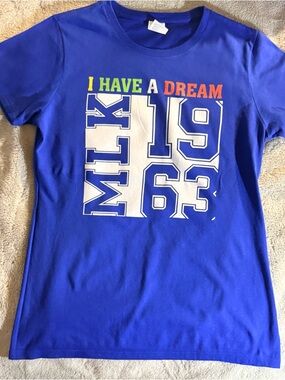 Blue Graphic Short-Sleeve Tee with 'I Have A Dream' Print